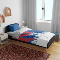 Serbia Christmas Bedding Set with Wolf Howling Moon Serbian Flag and Red Blue White Winter Forest Pattern Design - Wonder Print Shop