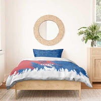 Serbia Christmas Bedding Set with Wolf Howling Moon Serbian Flag and Red Blue White Winter Forest Pattern Design - Wonder Print Shop