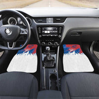Serbia Christmas Car Mats with Wolf Howling Moon Serbian Flag and Red Blue White Winter Forest Pattern Design - Wonder Print Shop