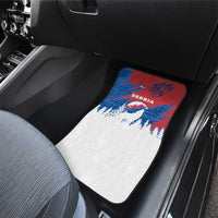 Serbia Christmas Car Mats with Wolf Howling Moon Serbian Flag and Red Blue White Winter Forest Pattern Design - Wonder Print Shop