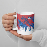 Serbia Christmas Ceramic Mug with Wolf Howling Moon Serbian Flag and Red Blue White Winter Forest Pattern Design - Wonder Print Shop