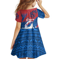 Serbia Christmas Family Matching Mermaid Dress and Hawaiian Shirt with Wolf Howling Moon Serbian Flag and Red Blue White Winter Forest Pattern Design - Wonder Print Shop