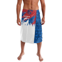 Serbia Christmas Lavalava with Wolf Howling Moon Serbian Flag and Red Blue White Winter Forest Pattern Design - Wonder Print Shop