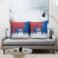 Serbia Christmas Pillow Cover with Wolf Howling Moon Serbian Flag and Red Blue White Winter Forest Pattern Design - Wonder Print Shop