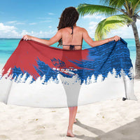 Serbia Christmas Sarong with Wolf Howling Moon Serbian Flag and Red Blue White Winter Forest Pattern Design - Wonder Print Shop