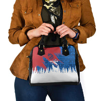 Serbia Christmas Shoulder Handbag with Wolf Howling Moon Serbian Flag and Red Blue White Winter Forest Pattern Design - Wonder Print Shop
