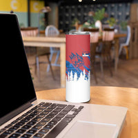 Serbia Christmas Skinny Tumbler with Wolf Howling Moon Serbian Flag and Red Blue White Winter Forest Pattern Design - Wonder Print Shop