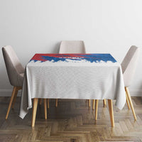Serbia Christmas Tablecloth with Wolf Howling Moon Serbian Flag and Red Blue White Winter Forest Pattern Design - Wonder Print Shop