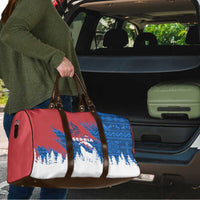 Serbia Christmas Travel Bag with Wolf Howling Moon Serbian Flag and Red Blue White Winter Forest Pattern Design - Wonder Print Shop
