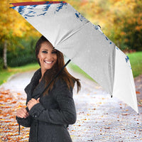 Serbia Christmas Umbrella with Wolf Howling Moon Serbian Flag and Red Blue White Winter Forest Pattern Design - Wonder Print Shop