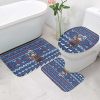 Serbia Christmas Bathroom Set with Traditional Santa Eagle Serbian Coat of Arms and Blue Red White Folk Pattern Design - Wonder Print Shop