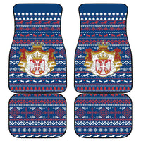 Serbia Christmas Car Mats with Traditional Santa Eagle Serbian Coat of Arms and Blue Red White Folk Pattern Design - Wonder Print Shop