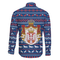 Serbia Christmas Family Matching Summer Maxi Dress and Hawaiian Shirt with Traditional Santa Eagle Serbian Coat of Arms and Blue Red White Folk Pattern Design - Wonder Print Shop