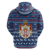 Serbia Christmas Hoodie with Traditional Santa Eagle Serbian Coat of Arms and Blue Red White Folk Pattern Design - Wonder Print Shop