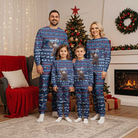 Serbia Christmas Pajama Set with Traditional Santa Eagle Serbian Coat of Arms and Blue Red White Folk Pattern Design - Wonder Print Shop