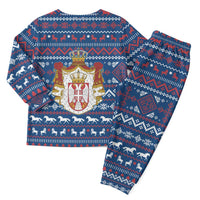 Serbia Christmas Pajama Set with Traditional Santa Eagle Serbian Coat of Arms and Blue Red White Folk Pattern Design - Wonder Print Shop