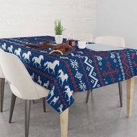 Serbia Christmas Tablecloth with Traditional Santa Eagle Serbian Coat of Arms and Blue Red White Folk Pattern Design - Wonder Print Shop