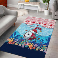 Malta Christmas Area Rug with Santa Fish Malta Flag Coral Reef and Red Blue Festive Pattern Design - Wonder Print Shop