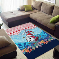 Malta Christmas Area Rug with Santa Fish Malta Flag Coral Reef and Red Blue Festive Pattern Design - Wonder Print Shop