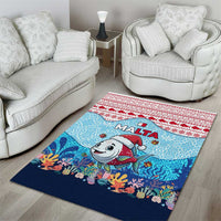 Malta Christmas Area Rug with Santa Fish Malta Flag Coral Reef and Red Blue Festive Pattern Design - Wonder Print Shop