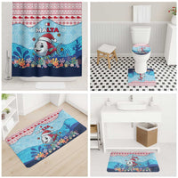 Malta Christmas Bathroom Set with Santa Fish Malta Flag Coral Reef and Red Blue Festive Pattern Design - Wonder Print Shop