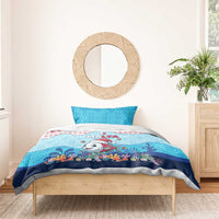 Malta Christmas Bedding Set with Santa Fish Malta Flag Coral Reef and Red Blue Festive Pattern Design - Wonder Print Shop