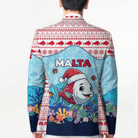 Malta Christmas Blazer with Santa Fish Malta Flag Coral Reef and Red Blue Festive Pattern Design - Wonder Print Shop