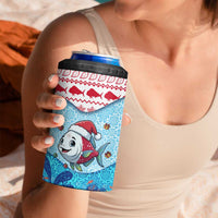 Malta Christmas 4 in 1 Can Cooler Tumbler with Santa Fish Malta Flag Coral Reef and Red Blue Festive Pattern Design - Wonder Print Shop