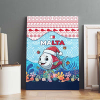 Malta Christmas Canvas Wall Art with Santa Fish Malta Flag Coral Reef and Red Blue Festive Pattern Design - Wonder Print Shop