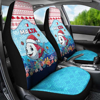Malta Christmas Car Seat Cover with Santa Fish Malta Flag Coral Reef and Red Blue Festive Pattern Design - Wonder Print Shop