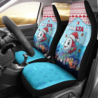 Malta Christmas Car Seat Cover with Santa Fish Malta Flag Coral Reef and Red Blue Festive Pattern Design - Wonder Print Shop