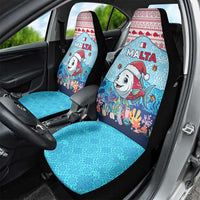 Malta Christmas Car Seat Cover with Santa Fish Malta Flag Coral Reef and Red Blue Festive Pattern Design - Wonder Print Shop