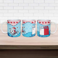 Malta Christmas Ceramic Mug with Santa Fish Malta Flag Coral Reef and Red Blue Festive Pattern Design - Wonder Print Shop
