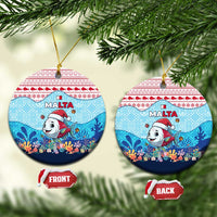 Malta Christmas Ceramic Ornament with Santa Fish Malta Flag Coral Reef and Red Blue Festive Pattern Design - Wonder Print Shop