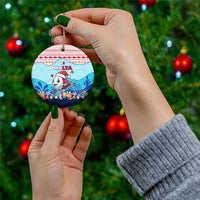 Malta Christmas Ceramic Ornament with Santa Fish Malta Flag Coral Reef and Red Blue Festive Pattern Design - Wonder Print Shop