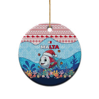 Malta Christmas Ceramic Ornament with Santa Fish Malta Flag Coral Reef and Red Blue Festive Pattern Design - Wonder Print Shop