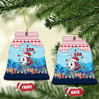 Malta Christmas Ceramic Ornament with Santa Fish Malta Flag Coral Reef and Red Blue Festive Pattern Design - Wonder Print Shop