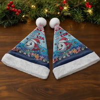 Malta Christmas Santa Hat with Santa Fish Malta Flag Coral Reef and Red Blue Festive Pattern Design - Wonder Print Shop