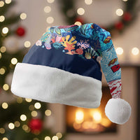 Malta Christmas Santa Hat with Santa Fish Malta Flag Coral Reef and Red Blue Festive Pattern Design - Wonder Print Shop