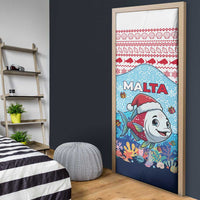 Malta Christmas Door Cover with Santa Fish Malta Flag Coral Reef and Red Blue Festive Pattern Design - Wonder Print Shop