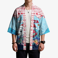 Malta Christmas Kimono with Santa Fish Malta Flag Coral Reef and Red Blue Festive Pattern Design - Wonder Print Shop