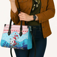 Malta Christmas Leather Bag with Santa Fish Malta Flag Coral Reef and Red Blue Festive Pattern Design - Wonder Print Shop