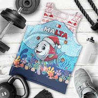 Malta Christmas Men Tank Top with Santa Fish Malta Flag Coral Reef and Red Blue Festive Pattern Design - Wonder Print Shop