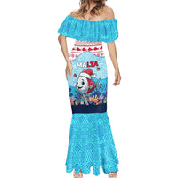 Malta Christmas Mermaid Dress with Santa Fish Malta Flag Coral Reef and Red Blue Festive Pattern Design - Wonder Print Shop