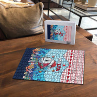 Malta Christmas Puzzle with Santa Fish Malta Flag Coral Reef and Red Blue Festive Pattern Design - Wonder Print Shop