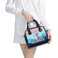Malta Christmas Shoulder Handbag with Santa Fish Malta Flag Coral Reef and Red Blue Festive Pattern Design - Wonder Print Shop