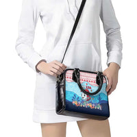 Malta Christmas Shoulder Handbag with Santa Fish Malta Flag Coral Reef and Red Blue Festive Pattern Design - Wonder Print Shop