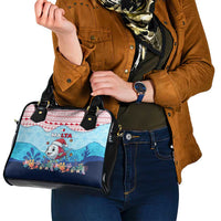 Malta Christmas Shoulder Handbag with Santa Fish Malta Flag Coral Reef and Red Blue Festive Pattern Design - Wonder Print Shop