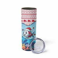 Malta Christmas Skinny Tumbler with Santa Fish Malta Flag Coral Reef and Red Blue Festive Pattern Design - Wonder Print Shop