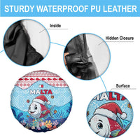 Malta Christmas Spare Tire Cover with Santa Fish Malta Flag Coral Reef and Red Blue Festive Pattern Design - Wonder Print Shop